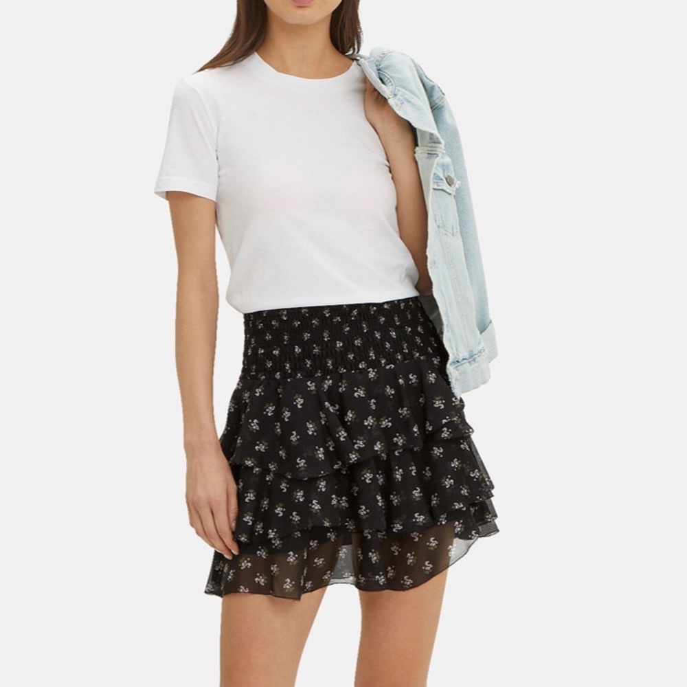 Intermix Keelan floral SILK high waist mini skirt NWOT
